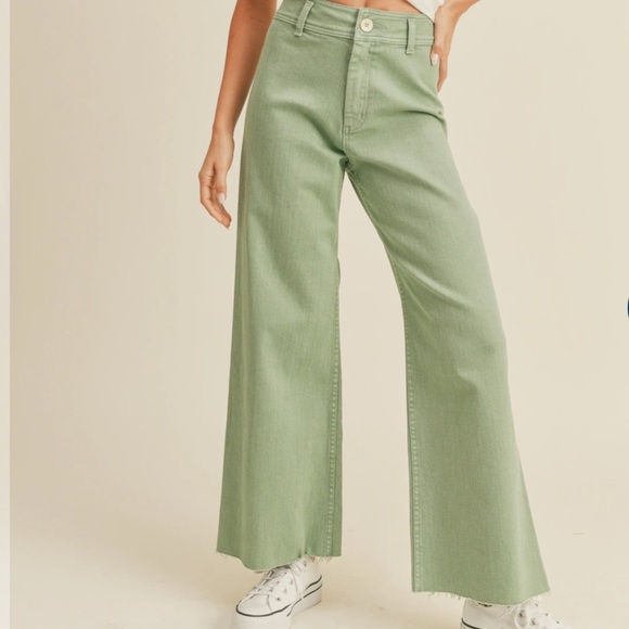 MIOU MUSE - STRAIGHT WIDE LEG DENIM PANTS - Picture 1 of 10